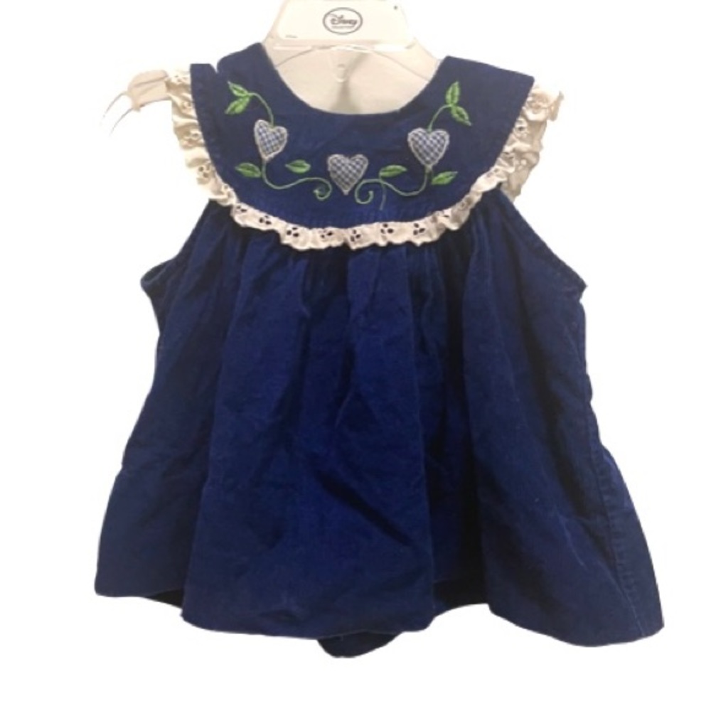 Vintage corduroy embroidered baby dress 24 months